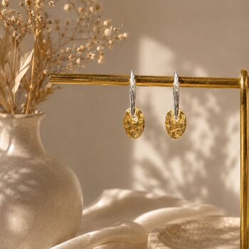 Coin Drop Silver Hoop Earrings, 6 of 11
