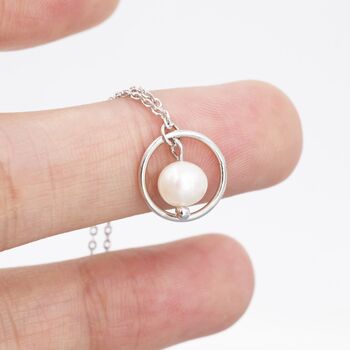 Circle And Natural Pearl Pendant Necklace, 6 of 12
