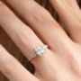 Two Ct Oval Moissanite Three Stone Engagement Ring, thumbnail 2 of 10