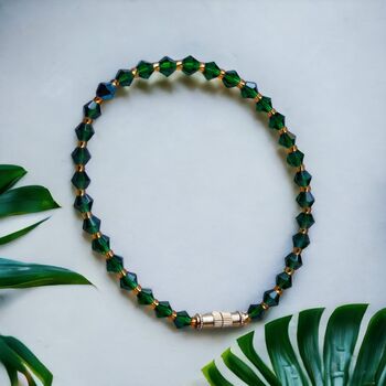 Green Gold Crystal Beaded Bracelet, 5 of 8