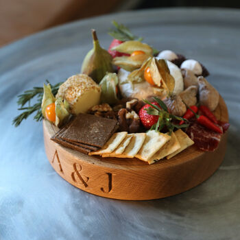Monogram Oak Couples Cheeseboard Round, 3 of 7