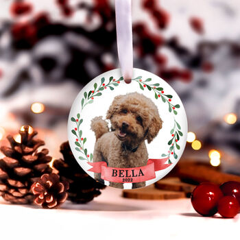 Personalised First Christmas Dog Bauble Tree Decoration, 9 of 12