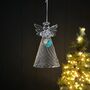 Glass Angel With Heart Hanging Christmas Decoration, thumbnail 1 of 2