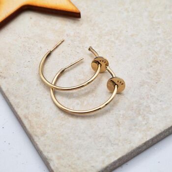 Personalised Solid Gold Charm Hoop Earrings, 2 of 4