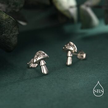 Cute Mushroom Stud Earrings In Sterling Silver, 6 of 12