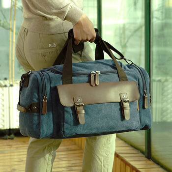 Large Canvas Holdall With Front Pocket, 2 of 10