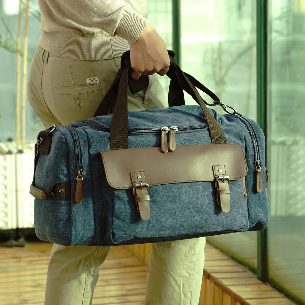 Large Canvas Holdall With Front Pocket By EAZO