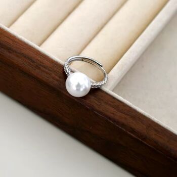 Juliette Ivory Silver Pearl Crown Snow Ball Charm Gift Ring, 2 of 6