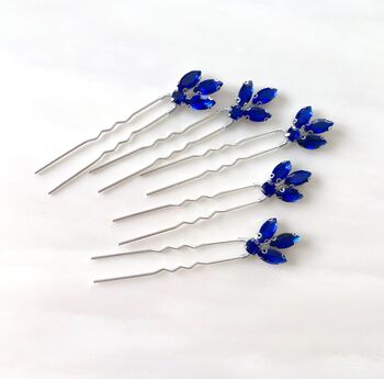 Five Royal Blue Crystal Hair Pins, 2 of 2