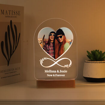 Personalised Infinity You And Me Photo Upload Heart LED Light, 8 of 9