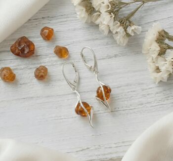 Handmade Baltic Amber And Sterling Silver Drop Earrings, 3 of 4