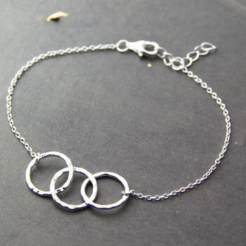 Three Linked Circles Sterling Silver Bracelet, 4 of 10