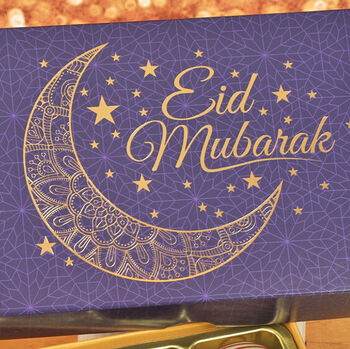 Eid Mubarak Purple And Gold 12 Chocolate Gift Box, 4 of 4