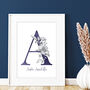 Floral Typography Initial Illustrated Print, thumbnail 2 of 3
