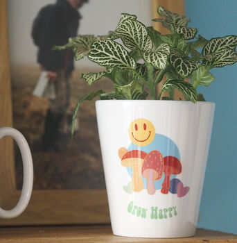 Smiley Face And Mushrooms Plant Pot / With Seeds, 2 of 3