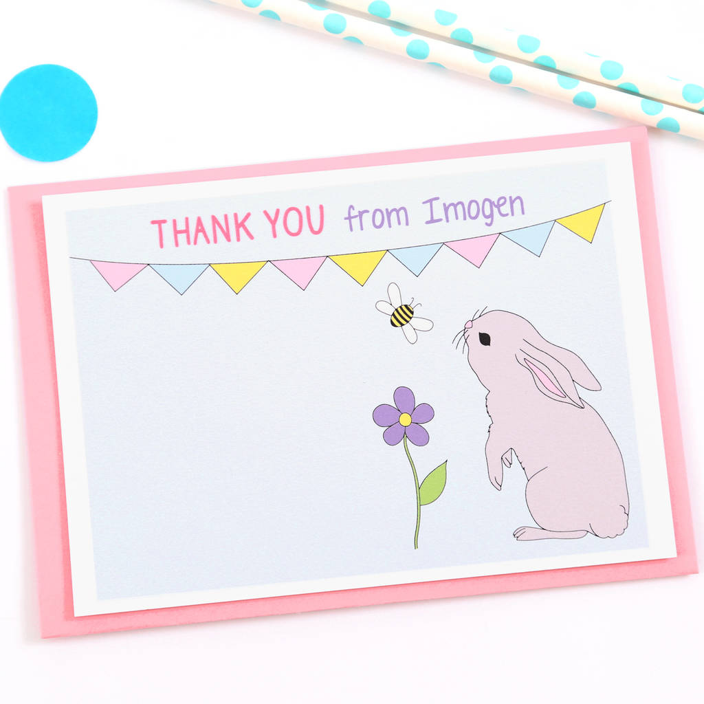 Bunny Personalised Thank You Note Cards By Superfumi