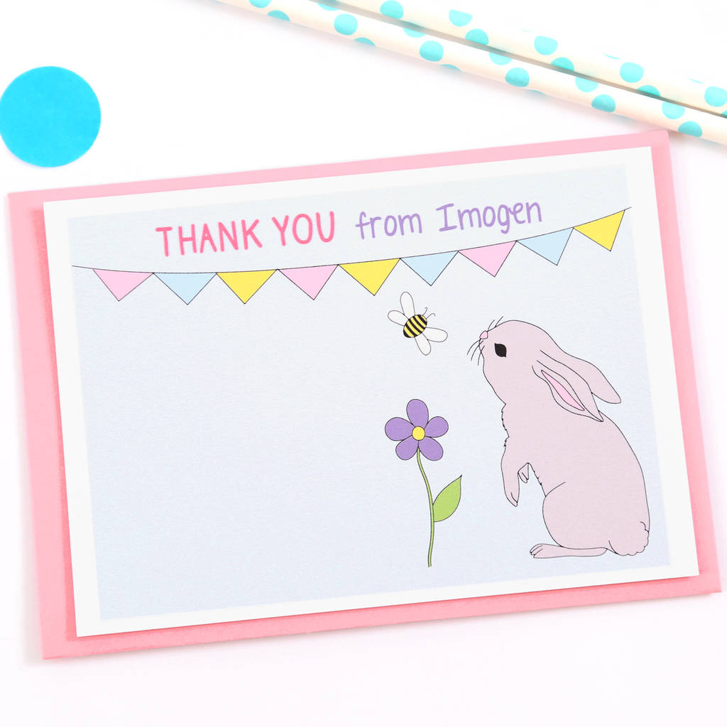 Bunny Personalised Thank You Note Cards By superfumi