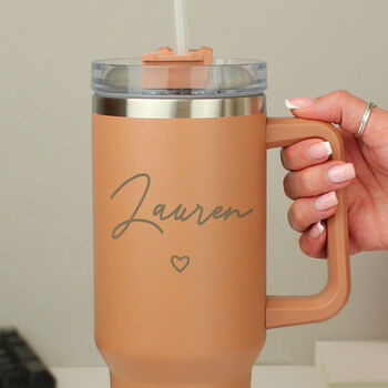 Personalised Heart Extra Large Travel Cup With Handle, 7 of 7