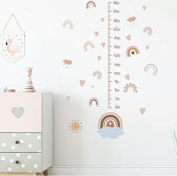 Removable Height Chart Rainbow Hearts Wall Sticker, 4 of 7