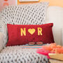 Personalised Initials Heart Velvet Cushion Couples Gift, thumbnail 3 of 5