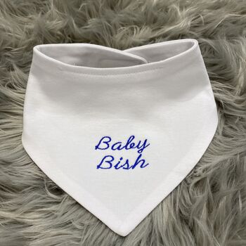 Cream Embroidered Cotton Baby Bandana Bib, 5 of 7