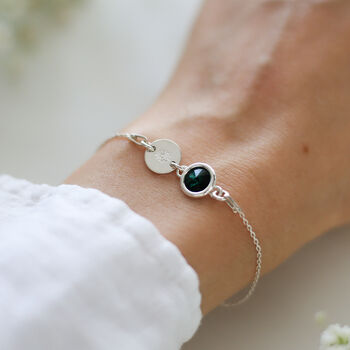 Initial And Birthstone Bracelet In Sterling Silver, 11 of 12