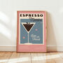 Retro Espresso Martini Cocktail Print, thumbnail 1 of 9