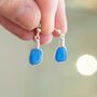 Cornish Sea Glass Stud Earrings Blue, thumbnail 5 of 5
