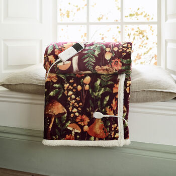 Mushroom Wine Electric Heated Sherpa Throw 140x180cm, 3 of 3