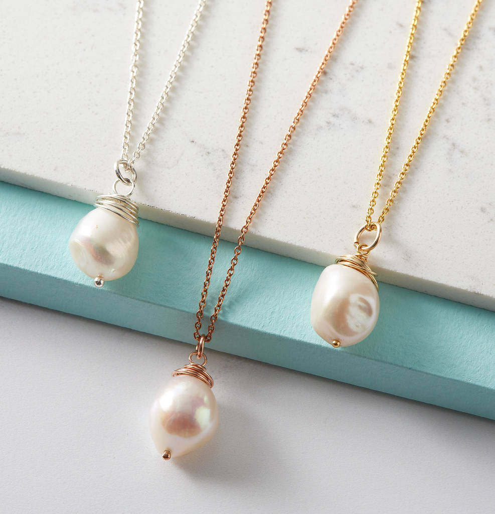 Large Pearl Necklace By Samphire Jewellery