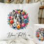 Personalised Boston Terrier Summer Floral Dog Wreath Cushion And Mug Gift Bundle, thumbnail 1 of 4