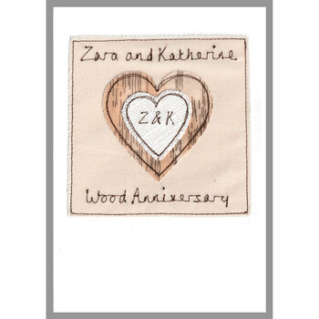 Personalised Wood 5th Wedding Anniversary Card, 8 of 9