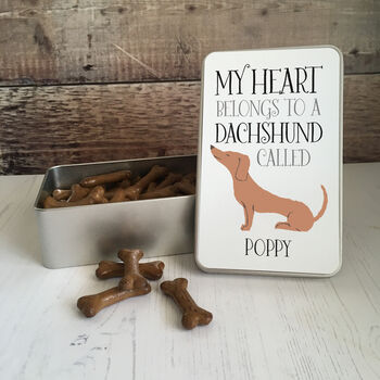 Personalised My Heart Belongs To A Dachshund Treat Tin, 2 of 2