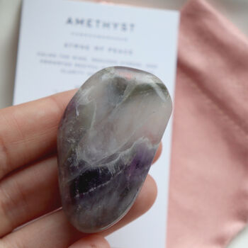Amethyst Smoothstone With Pouch | Crystal Gift, 6 of 8