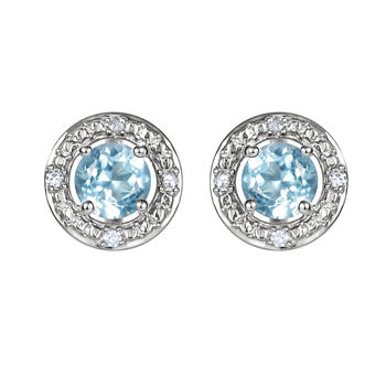 Sterling Silver Birthstone And Diamond Halo Earrings, 4 of 12