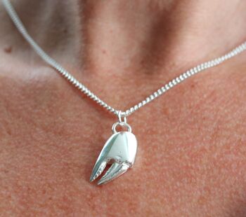 Sterling Silver Large , Crab Claw Pendant Necklace, 4 of 6
