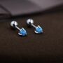Blue Opal Screw Back Earrings In Sterling Silver, thumbnail 3 of 12
