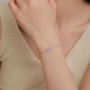 Sterling Silver Pretzel Heart Knot Bracelet, 4 of 12