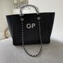 Personalised Custom Black Large Chain Initial Tote Bag, thumbnail 2 of 9