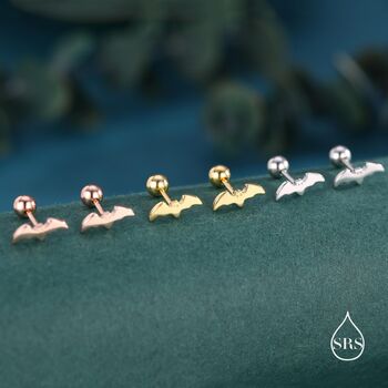 Tiny Bat Stud Earrings In Sterling Silver, 6 of 12