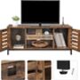 Industrial Tv Stand With Louvered Doors And Storage, thumbnail 5 of 9