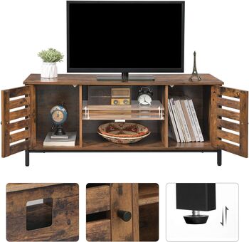 Industrial Tv Stand With Louvered Doors And Storage, 5 of 9