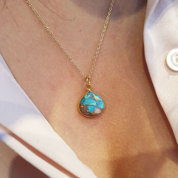 18k Gold Vermeil Plated Opal And Turquoise Necklace, 2 of 6