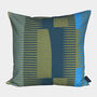 Square Combed Stripe Cushion Olive / Grey / Blue, thumbnail 1 of 2