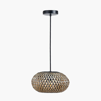 Black And Natural Rattan Pendant Ceiling Light, 2 of 9