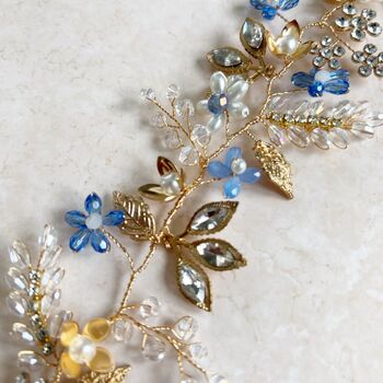 Blue Forget Me Not Bridal Hair Vine, 6 of 8