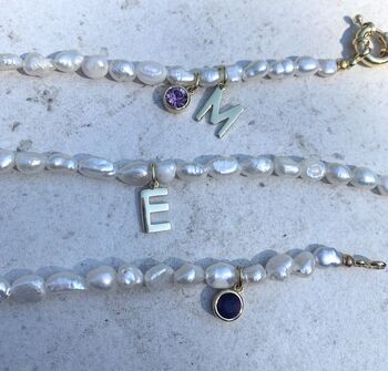 Handmade Pearl Initial Or Birthstone Bracelet, 2 of 9