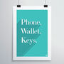 Phone, Wallet, Keys Print, thumbnail 7 of 12