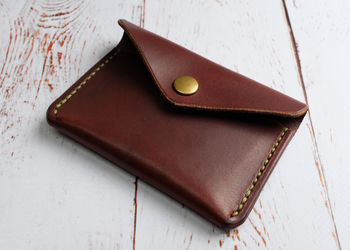 Italian Leather Button Wallet Brown, 4 of 8
