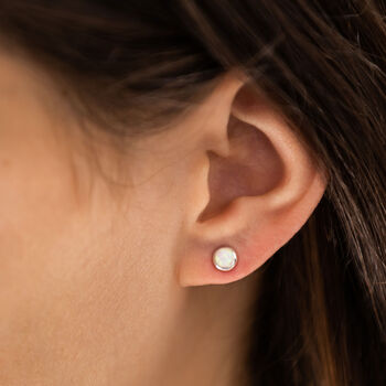 Silver And Opalite Stud Earrings, 2 of 3